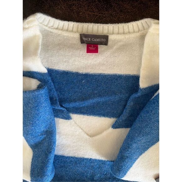 Vince Camuto Oversized Striped Vneck Sweater - Picture 2 of 7